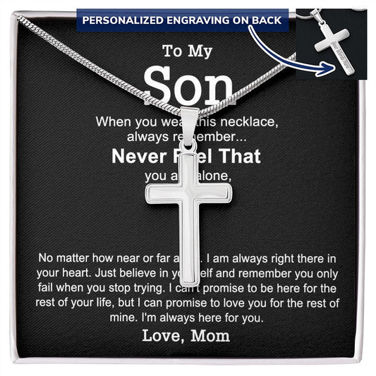 To My Son Cross Necklace from Mom, Gifts Cross Necklace for Son On Christmas, Cross Necklace for Son from Mom, Cross Pendant Gift for Sons from Mothers Jewelry for Son from Mom Birthday Gift for Son Personalized Cross Necklace