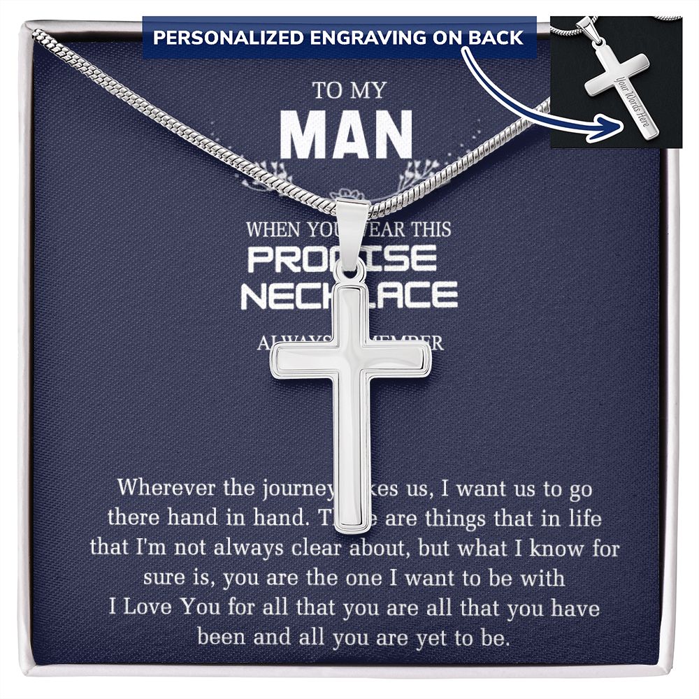 Sentimental Gifts for Boyfriend Birthday Unique, To My Man Jewelry Gift From Soulmate Wife Stainless Artisan Crafted Cross Necklace with Message Card Luxury Box Personalized Cross Necklace