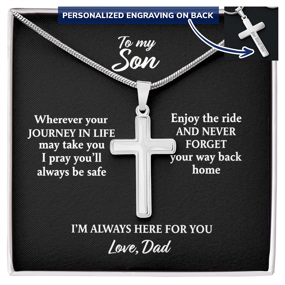 To My Son Necklace From Mom, Son Gifts From Mom and Dad, Mother and Son Necklace, Birthday Gift For My Son Graduation Christmas Faith Cross Necklace Present6 Personalized Cross Necklace