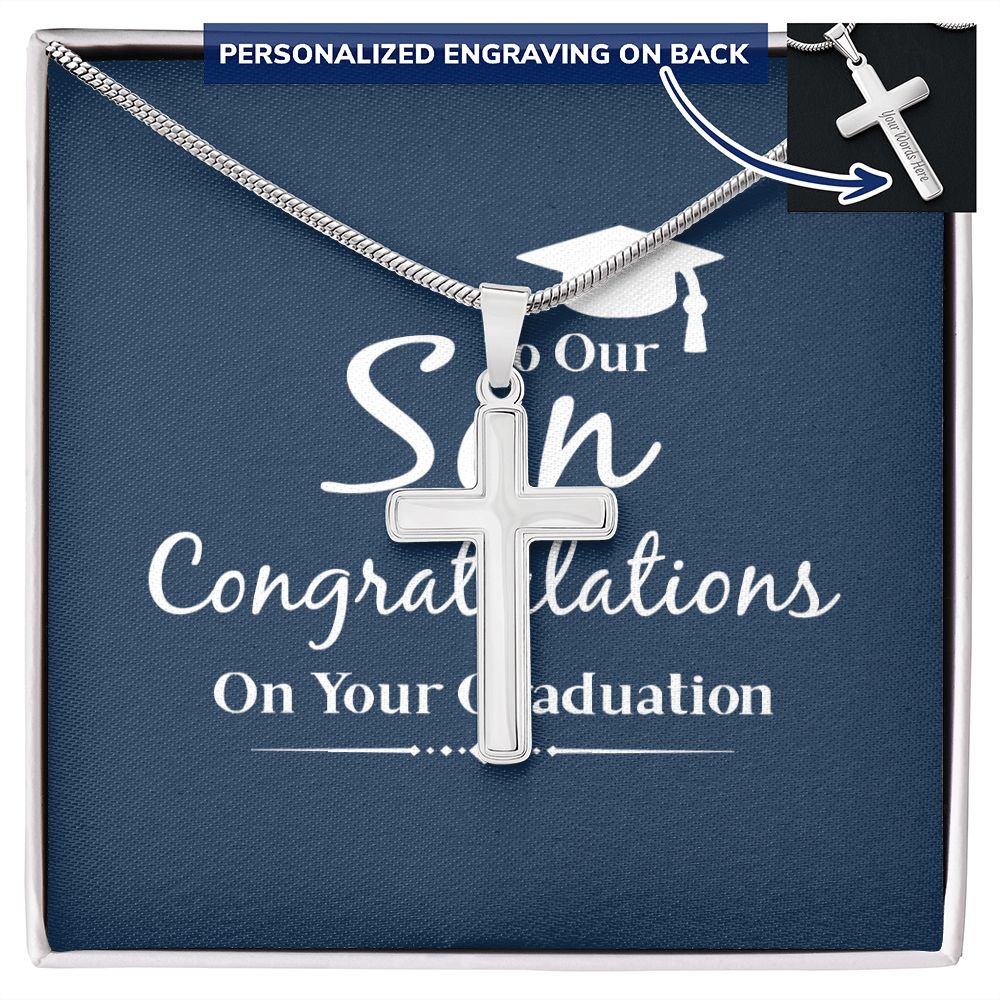 To My Son Necklace From Mom, Son Gifts From Mom and Dad, Mother and Son Necklace, Birthday Gift For My Son Graduation Christmas Faith Cross Necklace Present14 Personalized Cross Necklace