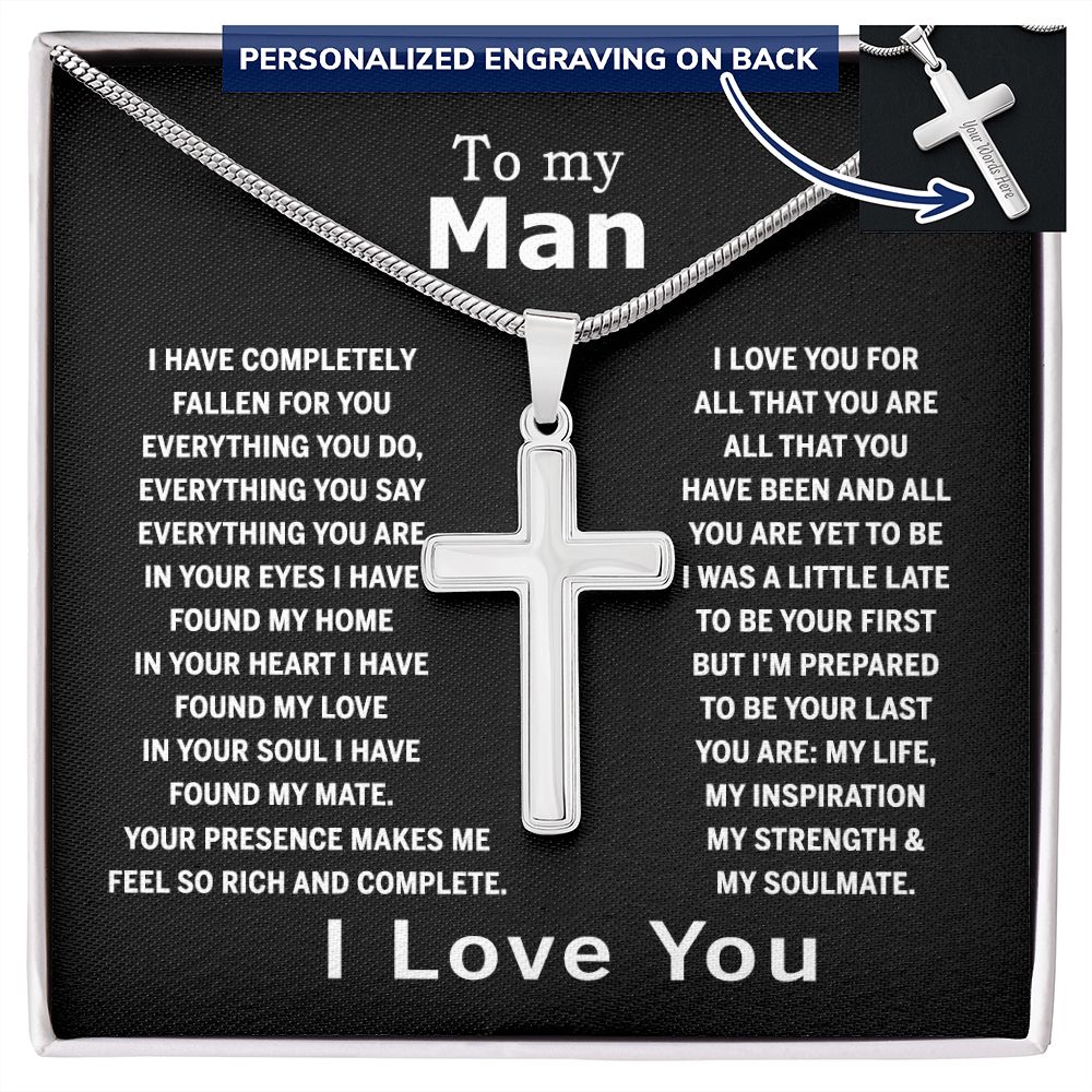 Cross Necklace Gift For Man, To My Man Cross Necklace From Women, Soulmate And Man Gift Necklace, Man And Soulmate Cross Necklace, Jewelry Gift For Men, Mans, Boyfriend Gift Necklace Gift For Him Personalized Cross Necklace 2222