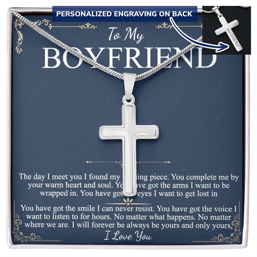Boyfriend Gift Chain Necklace Promise Necklace for Boyfriend Boyfriend Christmas Personalized Cross Necklace