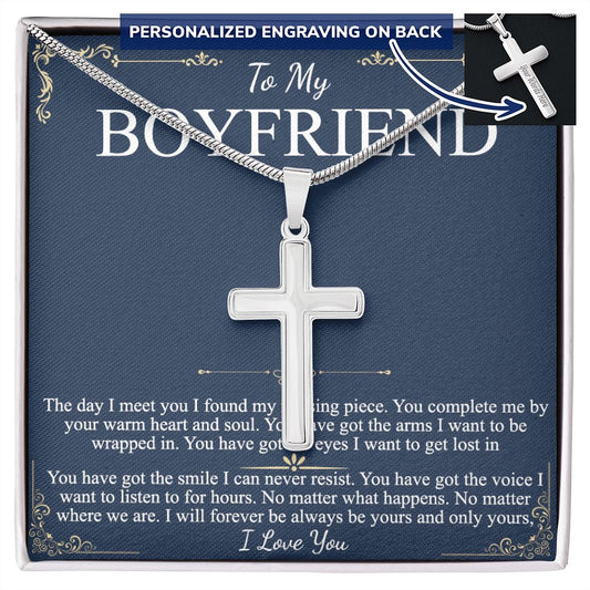 Boyfriend Gift Chain Necklace Promise Necklace for Boyfriend Boyfriend Christmas Personalized Cross Necklace