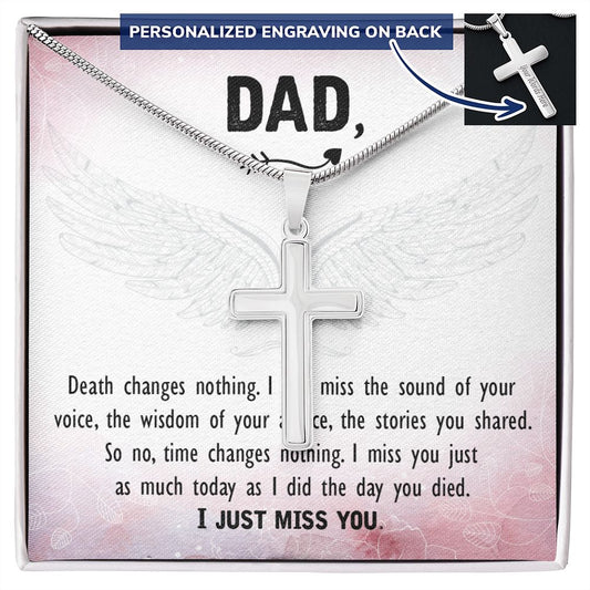 To My Dad Angel Necklace Pendant Gift From Daughter Or Son Necklace Death Changes Nothing Happy Father's Day, To Dad Father In Law Gifts On Birthday Anniversary
