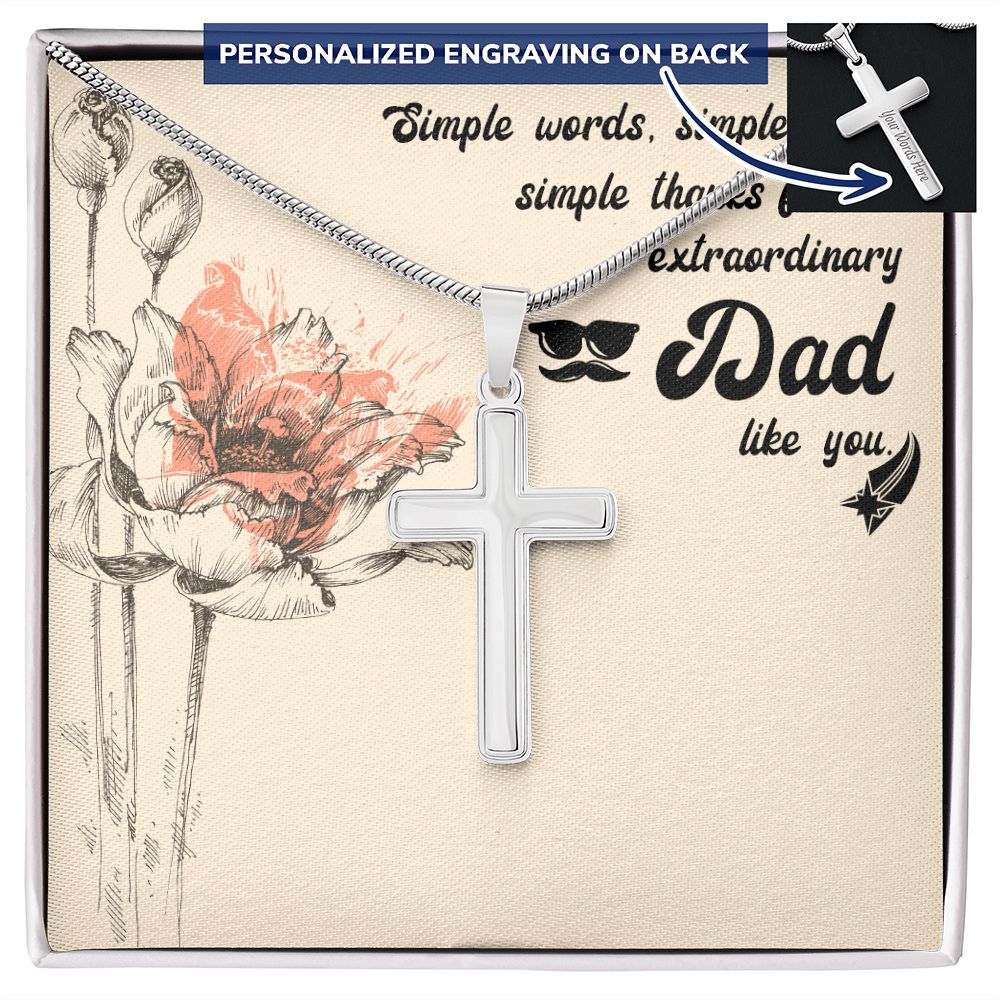 To My Dad Necklace Pendant Gift From Daughter Or Son Necklace For Dad Simple Words, Hugs Happy Father's Day, To Dad Father In Law Gifts On Birthday Anniversary