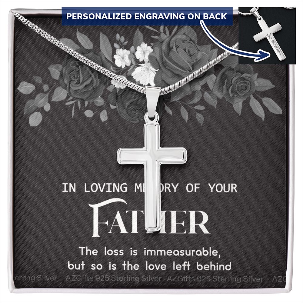 In Loving Memory Of Your Father, Sympathy Gift Loss Of Father, Bereavement Gift Box, Loss Of Father Necklace, Loss Of Father, Memorial Gift Personalized Cross Necklace