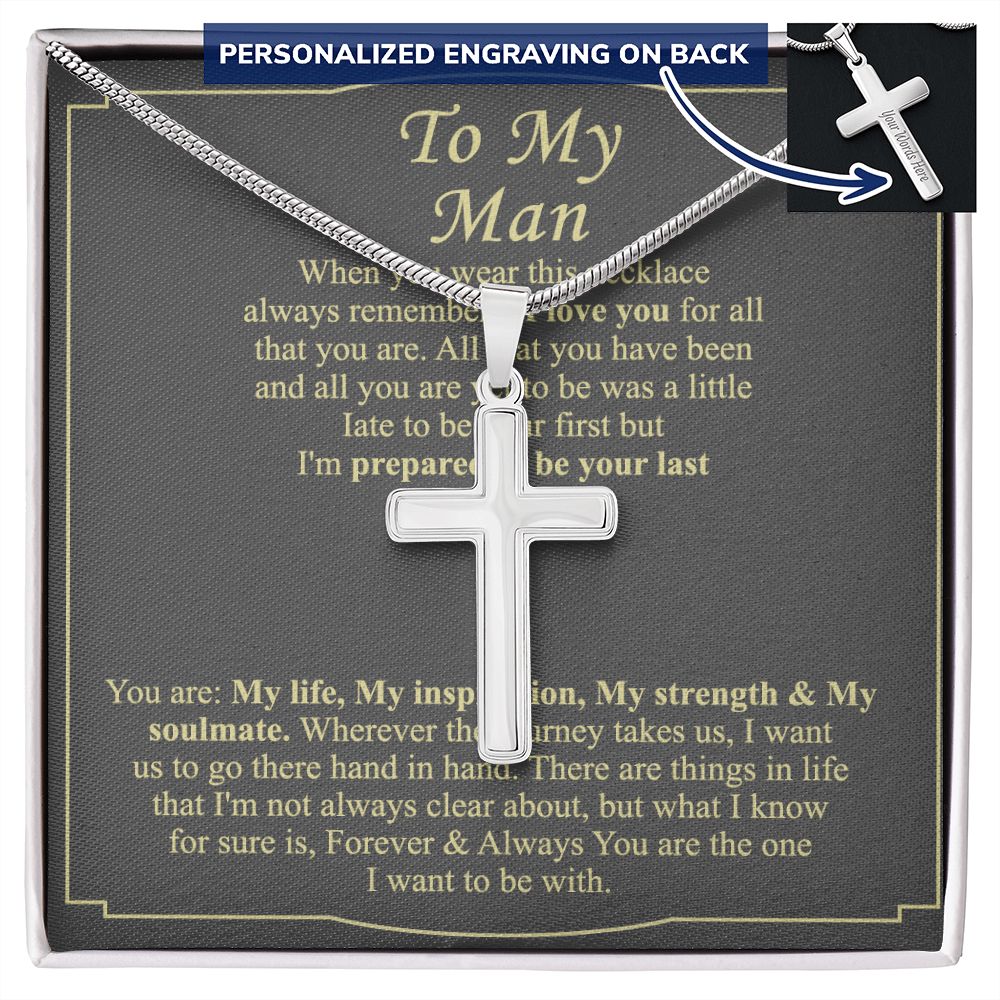 To My Man Cross Necklace From Women, Gift Cross Necklace For Man, Boyfriend, Birthday Gift Cross Necklace From Wife Jewelry For Men, Cross Necklace Gift For Man, Soulmate Gift Necklace For Him Personalized Cross Necklace 2222