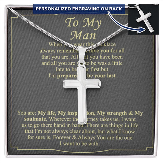 To My Man Cross Necklace From Women, Gift Cross Necklace For Man, Boyfriend, Birthday Gift Cross Necklace From Wife Jewelry For Men, Cross Necklace Gift For Man, Soulmate Gift Necklace For Him Personalized Cross Necklace 2222