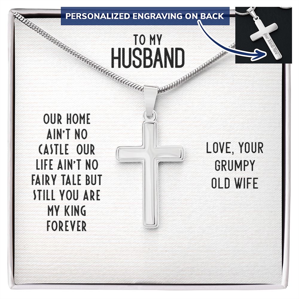 To My Husband Cross Necklace, Husband Necklace from Wife, Gifts For Husband From Wife, Gift For Groom From Bride On Wedding Day, Aniversary Birthday Gift For Him, Valentine Gift for Men12 Personalized Cross Necklace