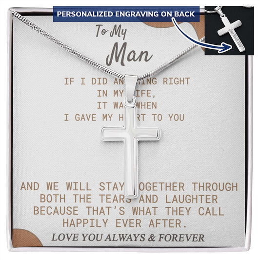 To My Man Cross Necklace From Soulmate, Wife To Husband Cross Necklace, Christmas Necklace Gift For Boyfriend, Jewelry Gift For Mens, Gift Necklace For Man Artisan Cross Necklace Gift For Man Personalized Cross Necklace