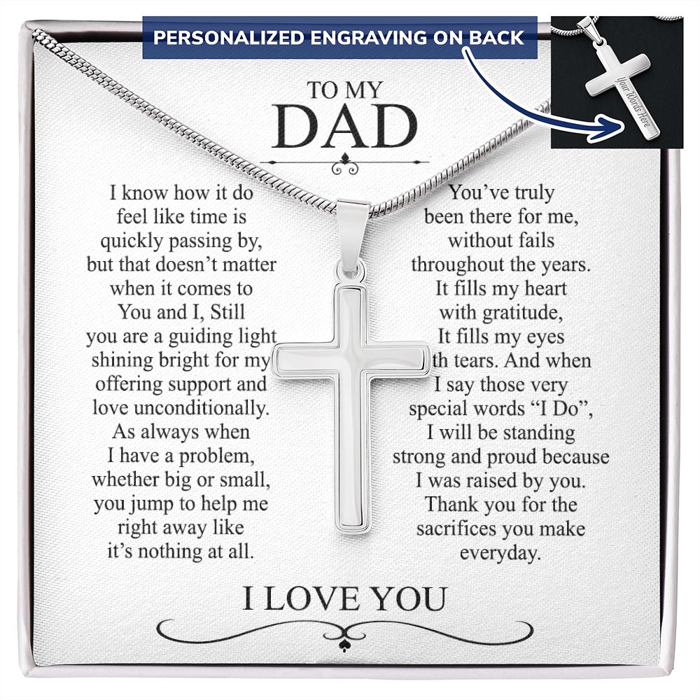 To My Dad Cross Necklace Gift For Dad On Happy Father's Day Jewelry For Men Gift Personalized Cross Necklace