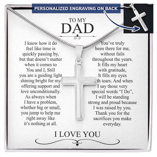 To My Dad Cross Necklace Gift For Dad On Happy Father's Day Jewelry For Men Gift Personalized Cross Necklace