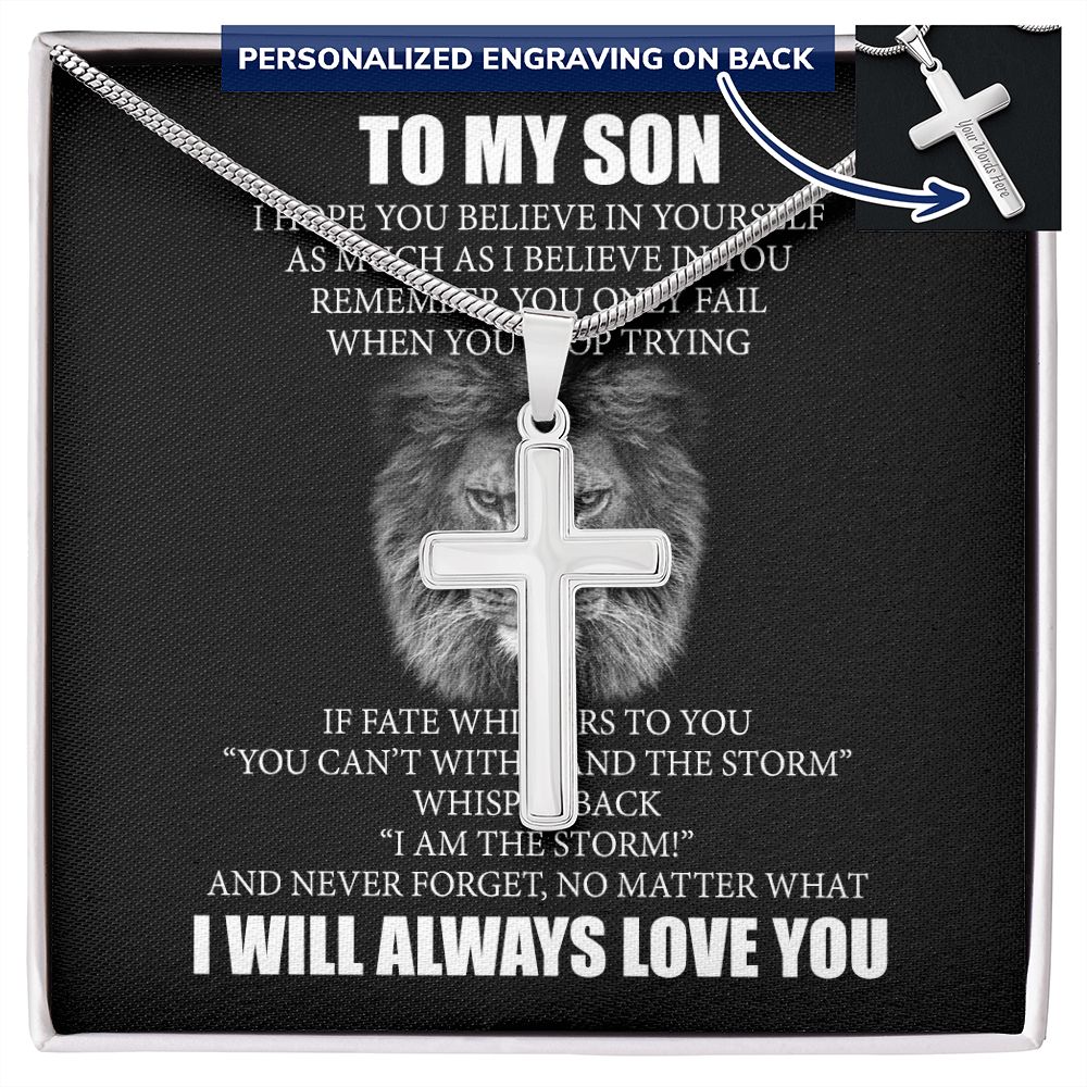 To My Son Necklace From Mom, Son Gifts From Mom and Dad, Mother and Son Necklace, Birthday Gift For My Son Graduation Christmas Faith Cross Necklace Present1 Personalized Cross Necklace