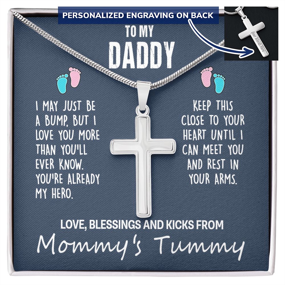 Daddy Gift Necklace, To My Dad Crpss Necklace Gift From Daughter, Father And Daughter Cross Necklace, Jewelry Gift For Men, Dad Gift Necklace Pendant Gift For Him, Daddy Pendant From Daughter Personalized Cross Necklace 2222