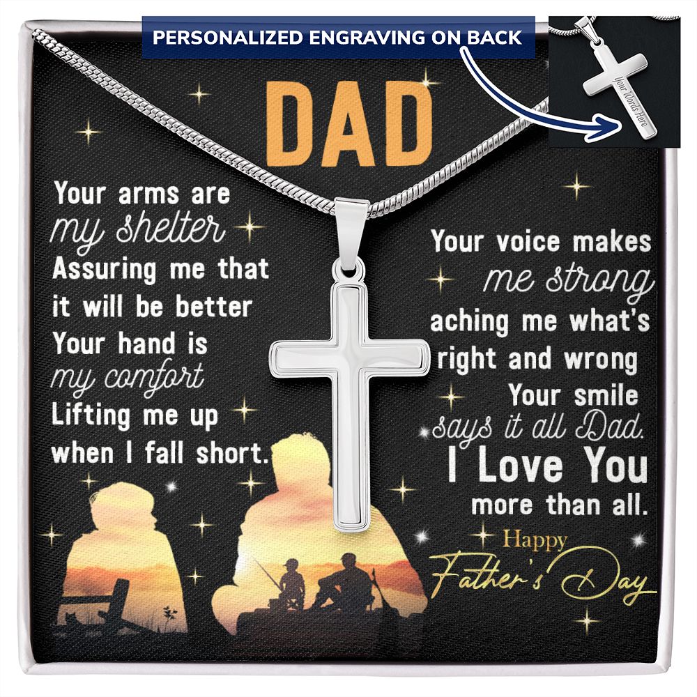 Father's Day Necklace Gift, To My Dad Cross Necklace Gift From Son, Father And Son Cross Necklace Gift For Him, Jewelry Gift For Man, Dad Gift Necklace, Happy Father's Day Necklace, Pendant For Dad Personalized Cross Necklace 2222