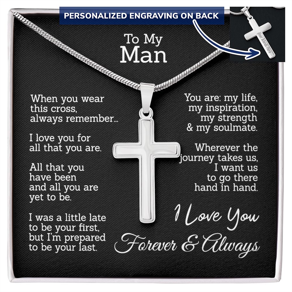 To My Man Cross Necklace From Woman, Soulmate This Cross Always Remember Necklace, Jewelry Gift For Men, Mans Gift Necklace, Man And Soulmate Cross Necklace Gift For Him, Love You And Always Necklace Personalized Cross Necklace 2222