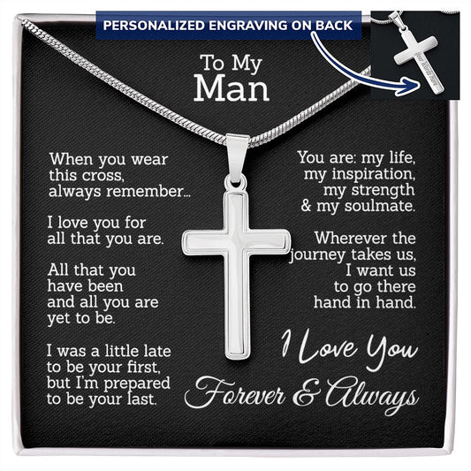 To My Man Cross Necklace From Woman, Soulmate This Cross Always Remember Necklace, Jewelry Gift For Men, Mans Gift Necklace, Man And Soulmate Cross Necklace Gift For Him, Love You And Always Necklace Personalized Cross Necklace 2222
