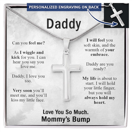 Daddy Gift Necklace, To My Dad Cross Necklace From Daughter, Mommy's Bump Necklace, Father And Daughter Cross Pendant, Jewelry Gift For Men, Mans Gift Necklace To Necklace For Dad From Daughter Personalized Cross Necklace 2222