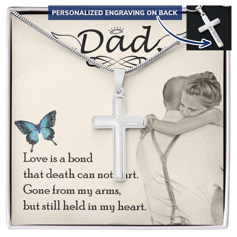 To My Dad Wings Necklace Pendant Gift From Daughter Or Son Necklace Love Is Bond Happy Father's Day, To Dad Father In Law Gifts On Birthday Anniversary