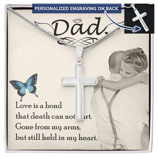To My Dad Wings Necklace Pendant Gift From Daughter Or Son Necklace Love Is Bond Happy Father's Day, To Dad Father In Law Gifts On Birthday Anniversary