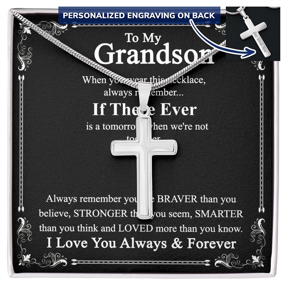 Grandson Gift Cross Necklace for Grandson, Keepsake Gifts Cross Necklace for Grandsons, Personalized Gifts Cross Necklace for Grandson Christmas Birthday Gift for Grandson, Jewelry Gift For Boy Personalized Cross Necklace