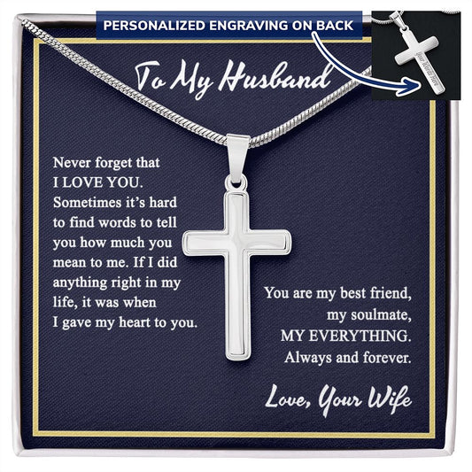 Cross Necklace Gift For Husband, To My Husband Necklace From Wife, Soulmate, Husband Gift Necklace For Him, Jewelry Gift For Men, Mans Gift Necklace Pendant Husband And Wife Gift Pendant From Her Personalized Cross Necklace 2222