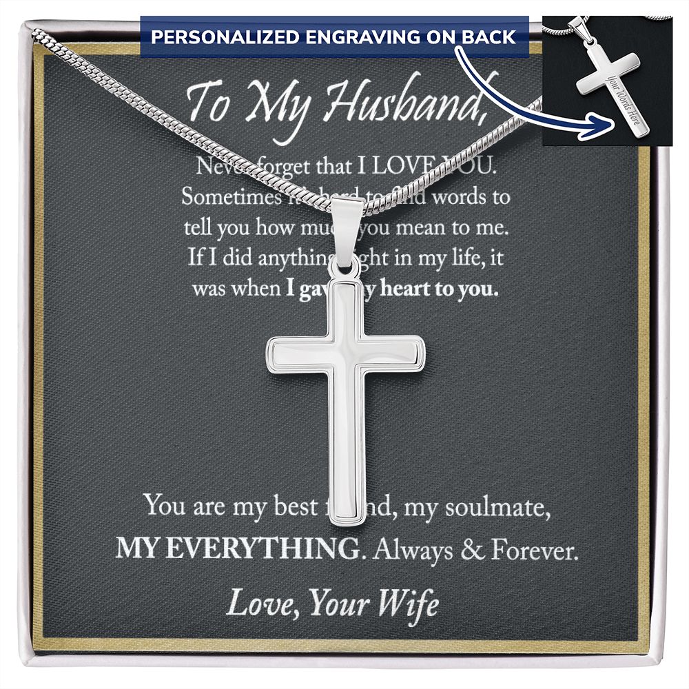 Husband And Wife Cross Necklace, To My Husband Cross Necklace From Wife, Soulmate, Gift Necklace For Husband, Wife To Husband Cross Necklace, Gift Necklace For Husband Jewelry Gift For Men, Mans Personalized Cross Necklace 2222