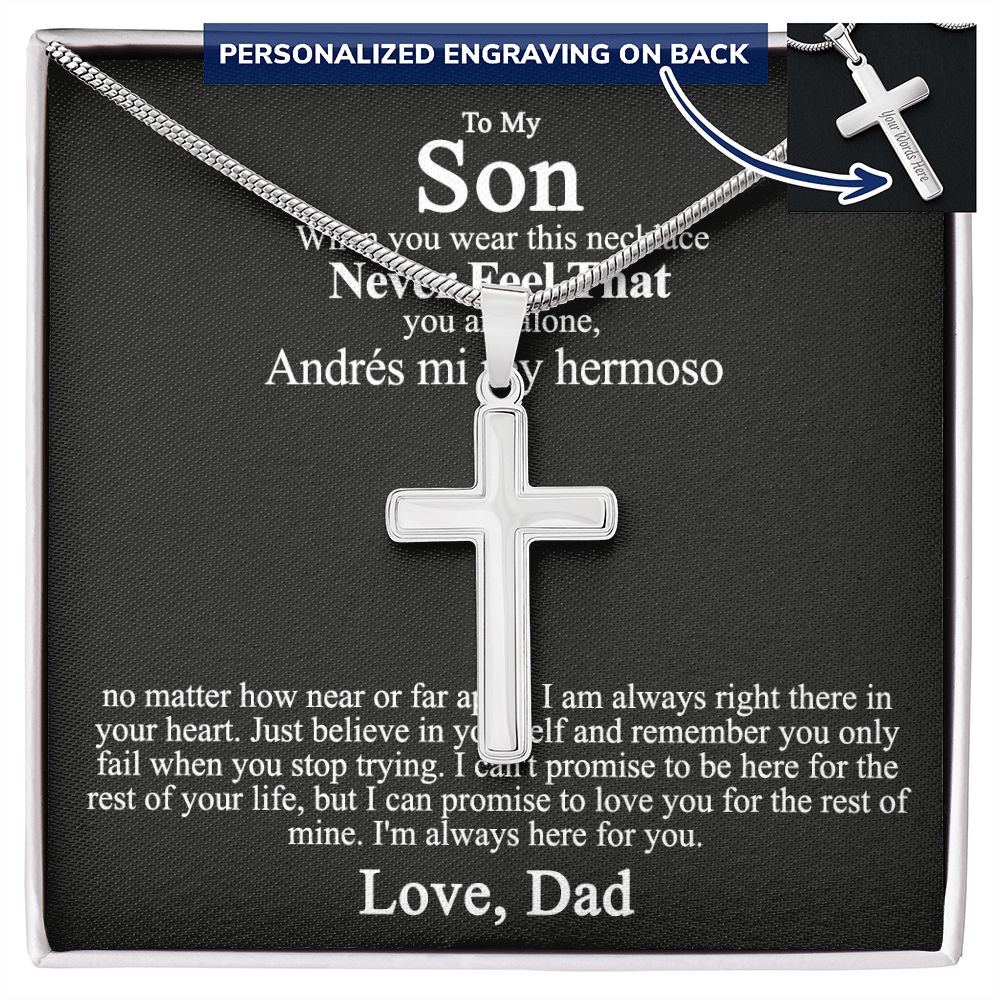 To My Son Necklace From Mom, Son Gifts From Mom and Dad, Mother and Son Necklace, Birthday Gift For My Son Graduation Christmas Faith Cross Necklace Present2 Personalized Cross Necklace