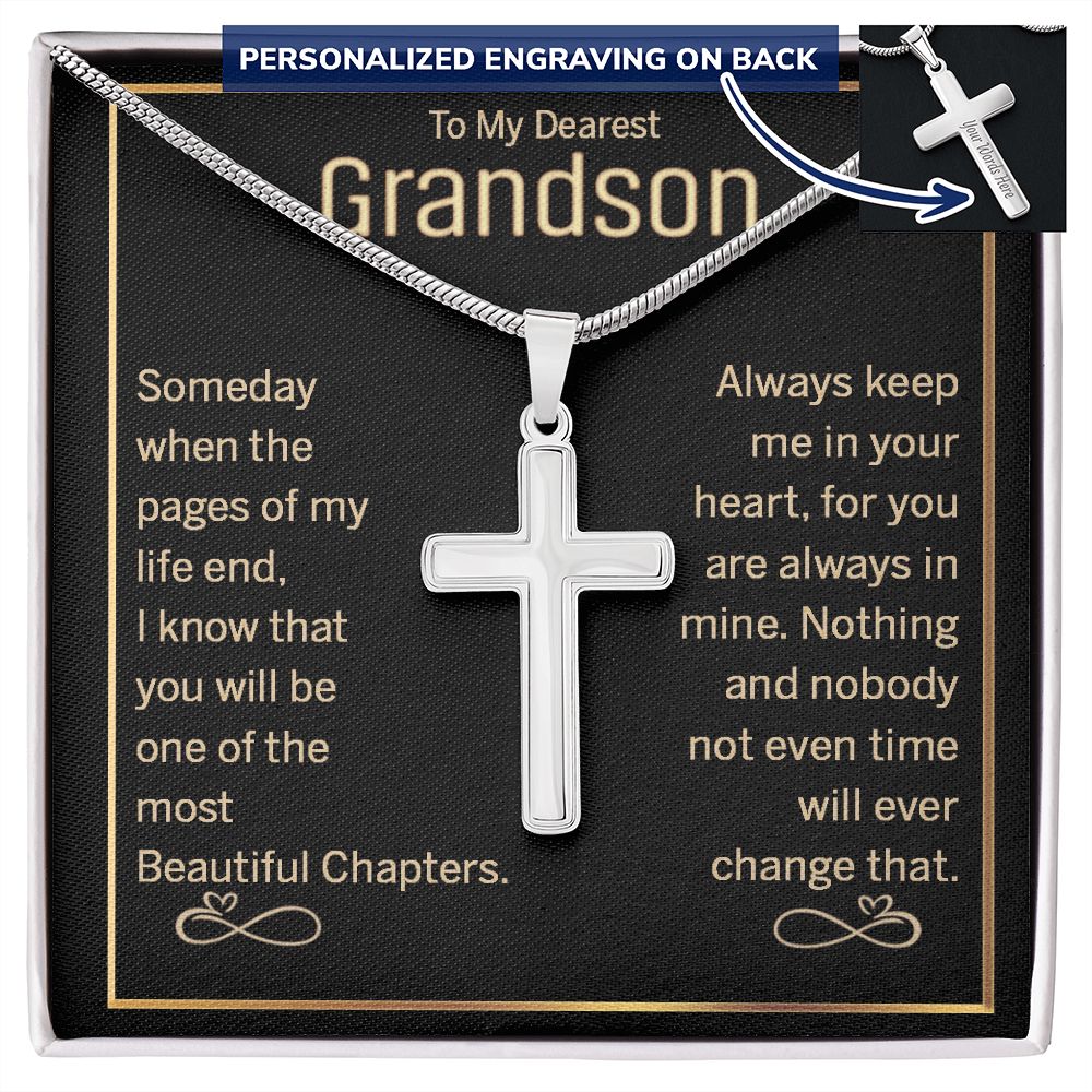 To My Grandson Gift for Grandson Best Birthday Gift Cross Necklace for Grandson 175220747956