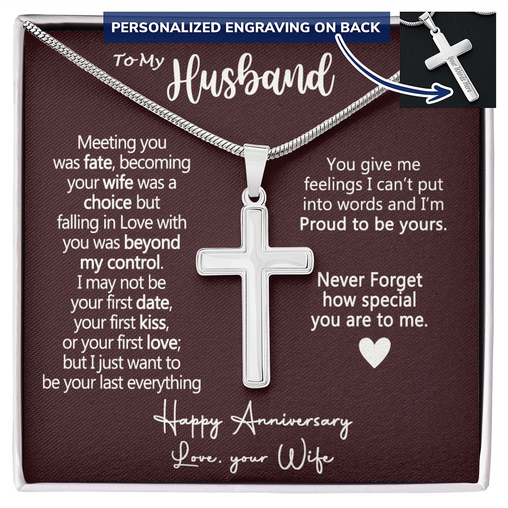 To My Husband Cross Necklace from Wife, Soulmate And Man Cross Necklace, Husband And Wife Necklace Gift, Jewelry Gift For Men, Mans Gift Necklace Gift, Necklace Gift For Husband, Happy Necklace Personalized Cross Necklace 2222