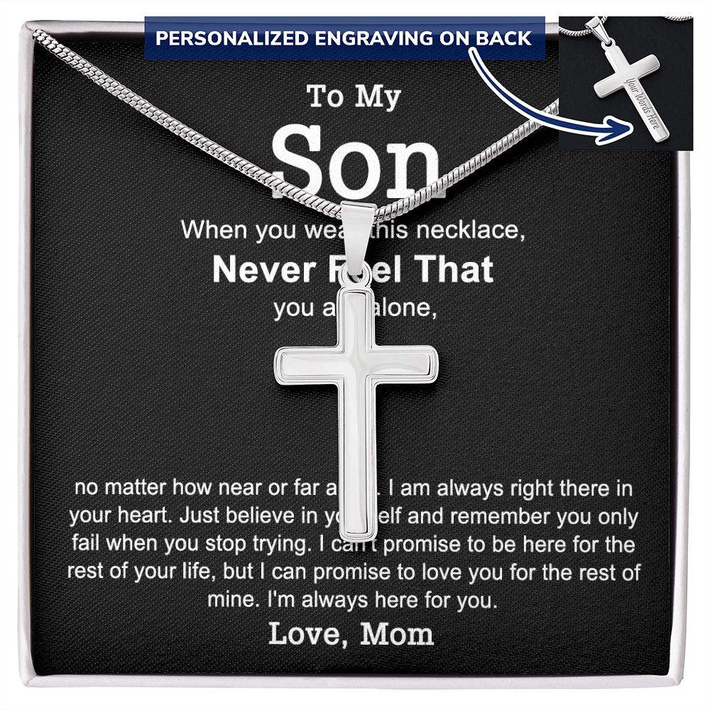 Mother And Son Gift Cross Necklace, To My Son Cross Necklace From Mom, Mother to Son Gift Necklace Mom and Son Gift Personalized Cross Necklace For Son From Mom, Mother Son Cross Jewelry for Boys Personalized Cross Necklace 2222