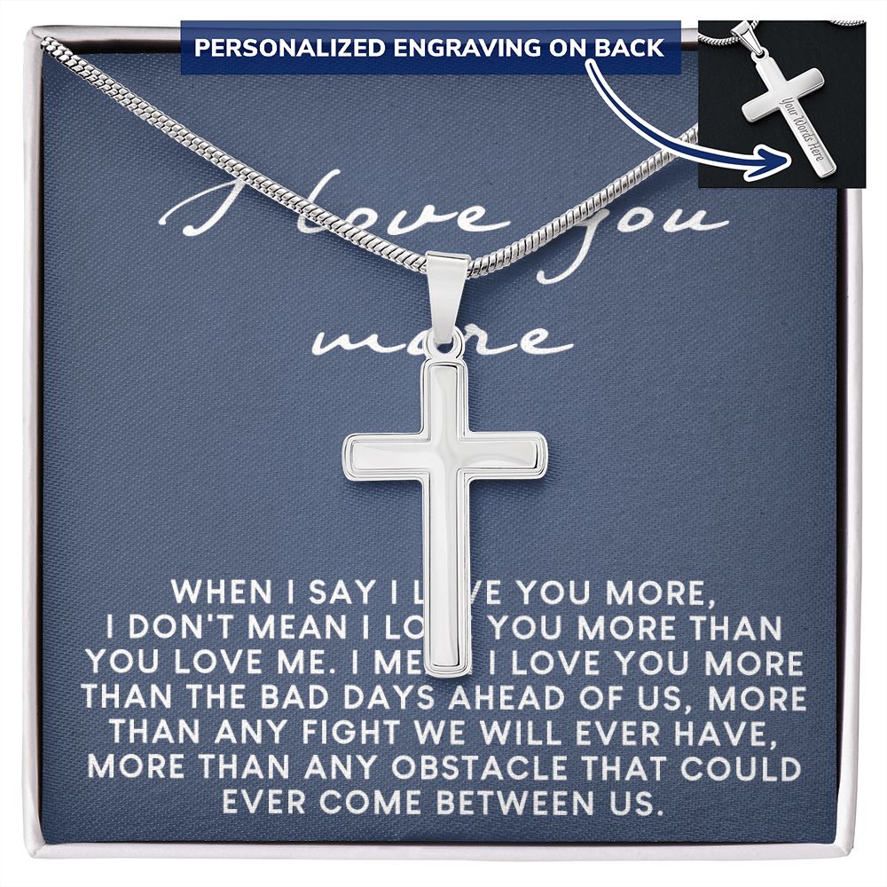Romantic Gifts For Him, To My Man Necklace From Girl Woman, Soulmate Jewelry For Men Stainless Artisan Crafted Cross Necklace with Message Card Luxury Box, Jewelry Gift For Men, Mans Gift Necklace