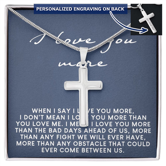 Romantic Gifts For Him, To My Man Necklace From Girl Woman, Soulmate Jewelry For Men Stainless Artisan Crafted Cross Necklace with Message Card Luxury Box, Jewelry Gift For Men, Mans Gift Necklace