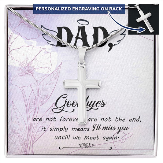 To My Dad Angel Necklace Pendant Gift From Daughter Or Son Necklace Goodbye are Not forever dad Happy Father's Day, To Dad Father In Law Gifts On Birthday Anniversary