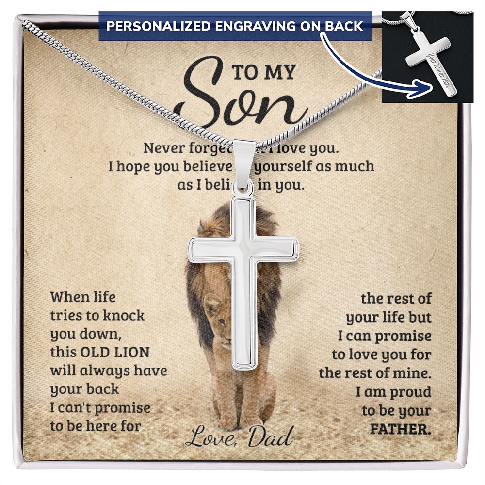 To My Son Necklace From Mom, Son Gifts From Mom and Dad, Mother and Son Necklace, Birthday Gift For My Son Graduation Christmas Faith Cross Necklace Present Personalized Cross Necklace