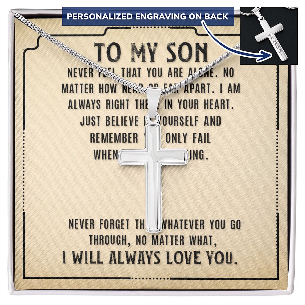 To My Son Necklace From Mom, Son Gifts From Mom and Dad, Mother and Son Necklace, Birthday Gift For My Son Graduation Christmas Faith Cross Necklace Present13 Personalized Cross Necklace