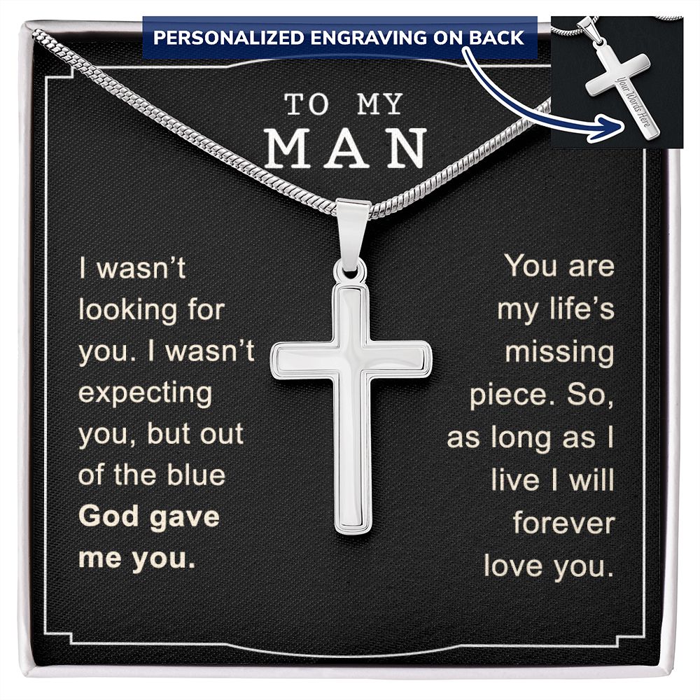 To My Man Necklace, Necklace For Husband, Gift For Husband, Gift For Man, Jewelry for Him, Necklace For Man, Valentine, Birthday, Christmas, Anniversary Jewelry for Men2 Personalized Cross Necklace