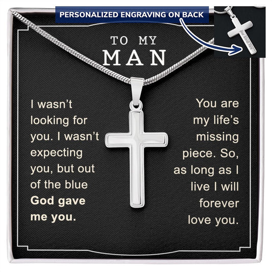 To My Man Necklace, Necklace For Husband, Gift For Husband, Gift For Man, Jewelry for Him, Necklace For Man, Valentine, Birthday, Christmas, Anniversary Jewelry for Men2 Personalized Cross Necklace