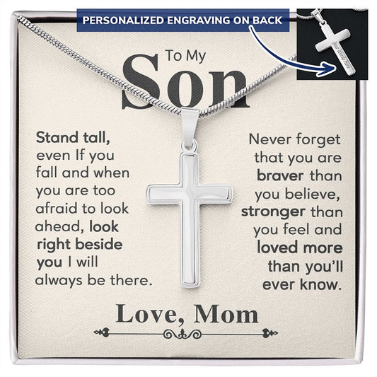 To My Son Cross Necklace From Mom, Jewelry Gift For Son From Mom On Birthday Graduation Gift, Son Cross Pendant Gift From Mom, Mother And Son Cross Necklace, Jewelry Cross Necklace Gift For Son Personalized Cross Necklace 2222