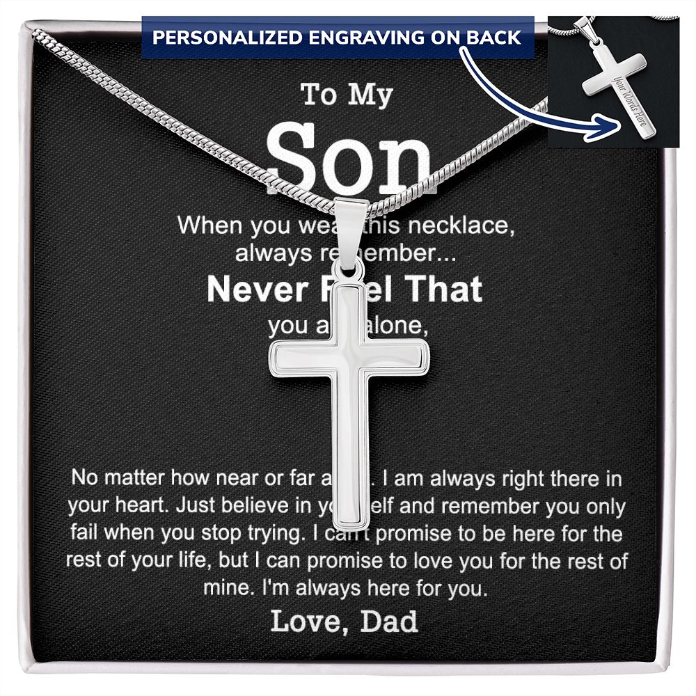 Father to Son Cross Necklace, To My Son Cross Necklace From Father And Son Necklace, Gifts for Son from Dad, Christmas Necklace Gift For Men Holiday Gifts Idea for Son, Necklace for Son from Dad Personalized Cross Necklace