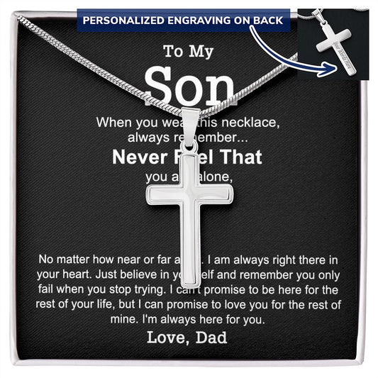 Father to Son Cross Necklace, To My Son Cross Necklace From Father And Son Necklace, Gifts for Son from Dad, Christmas Necklace Gift For Men Holiday Gifts Idea for Son, Necklace for Son from Dad Personalized Cross Necklace