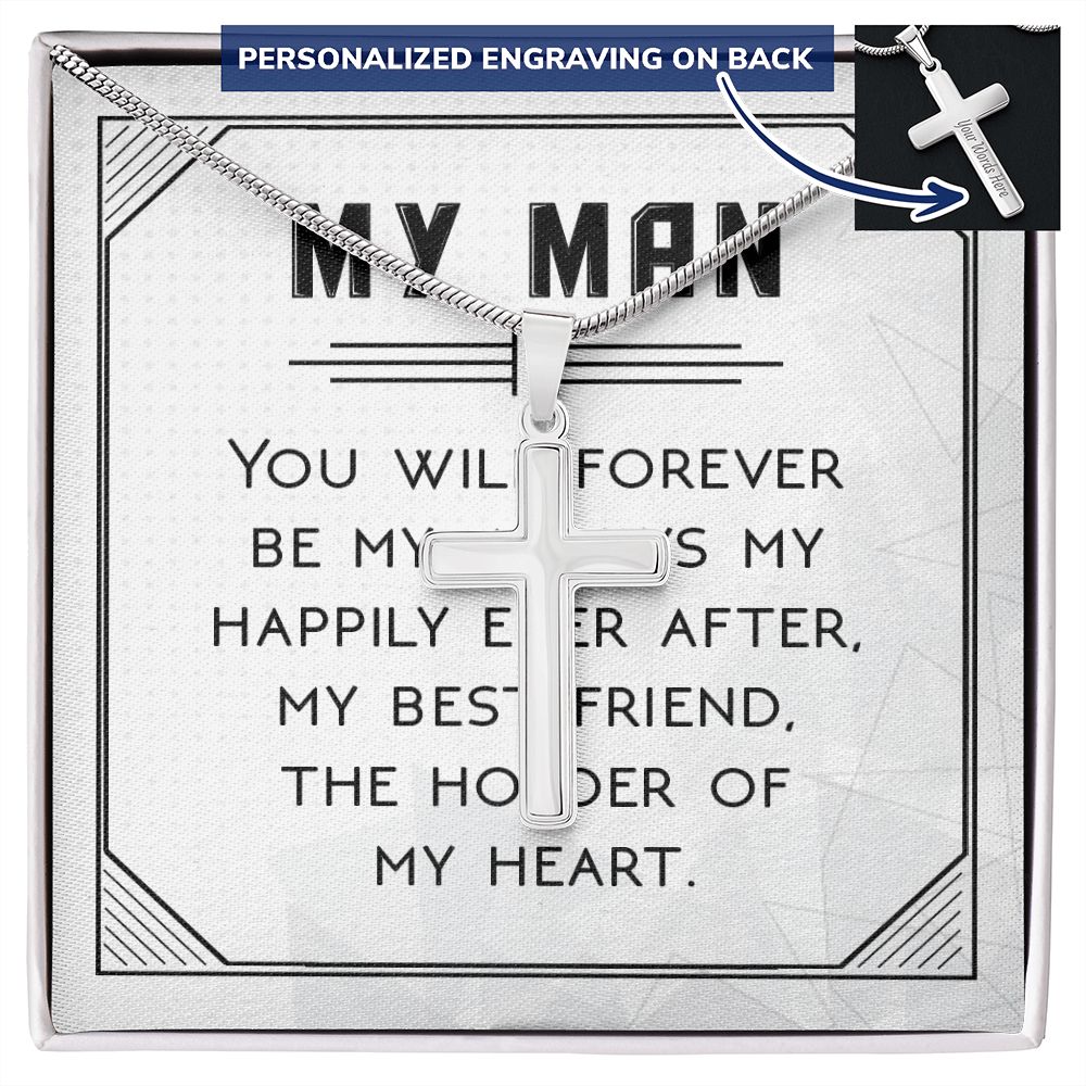 To My Man Necklace, Necklace For Husband, Gift For Husband, Gift For Man, Jewelry for Him, Necklace For Man, Valentine, Birthday, Christmas, Anniversary Jewelry for Men Personalized Cross Necklace