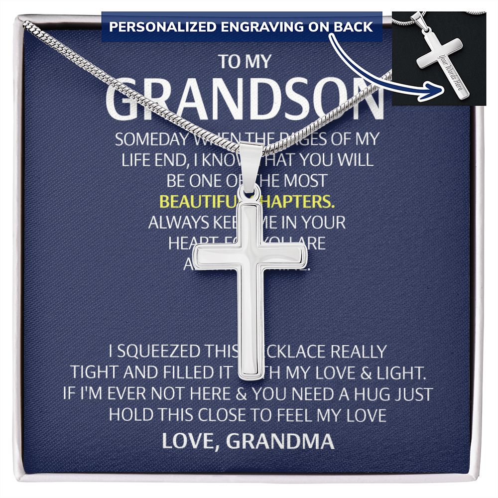 To My Grandson Cross Necklace From Grandma, Gift Necklace for grandson Cross Necklace Gift for Grandson, Grandma And grandson Gift Cross Necklace On Birthday, Graduation Jewelry Gift For Boys, Him Personalized Cross Necklace 2222