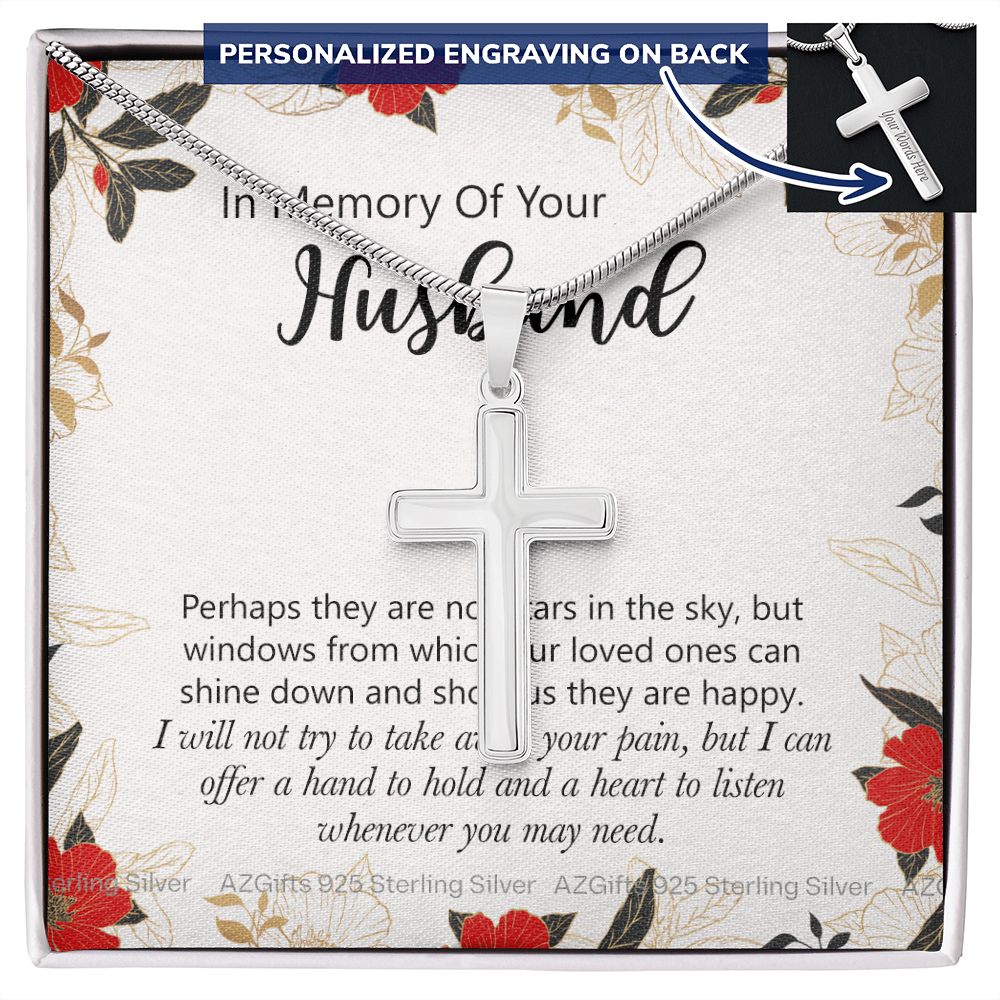 In Memory Of Your Husband Gift, Sympathy Gift Loss Of Husband, Bereavement Gift Box, Loss Of Husband Necklace, Loss Of A Husband Personalized Cross Necklace