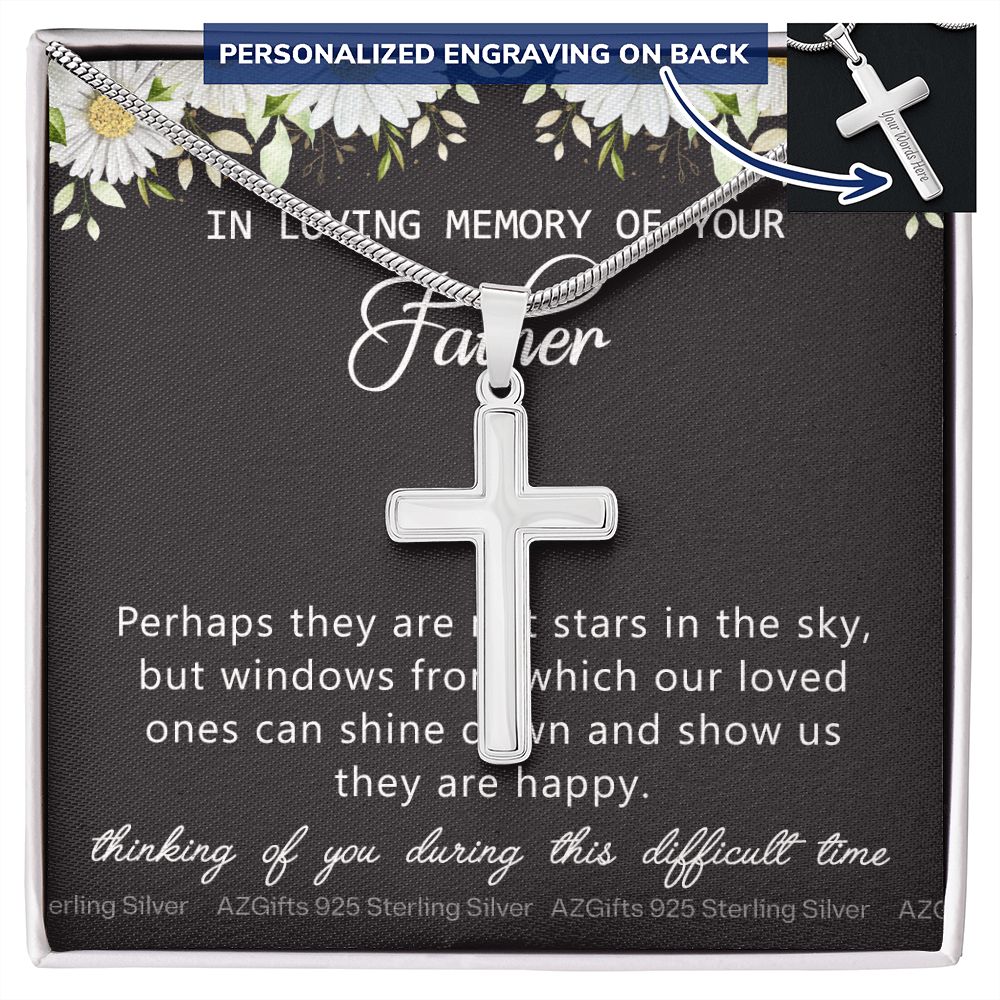 Loss Of Father Sympathy Gift, Sympathy Gift Loss Of Father, Bereavement Gift Box, Loss Of Father Necklace, Loss Of Father, Memorial Gift Necklace for Women Personalized Cross Necklace