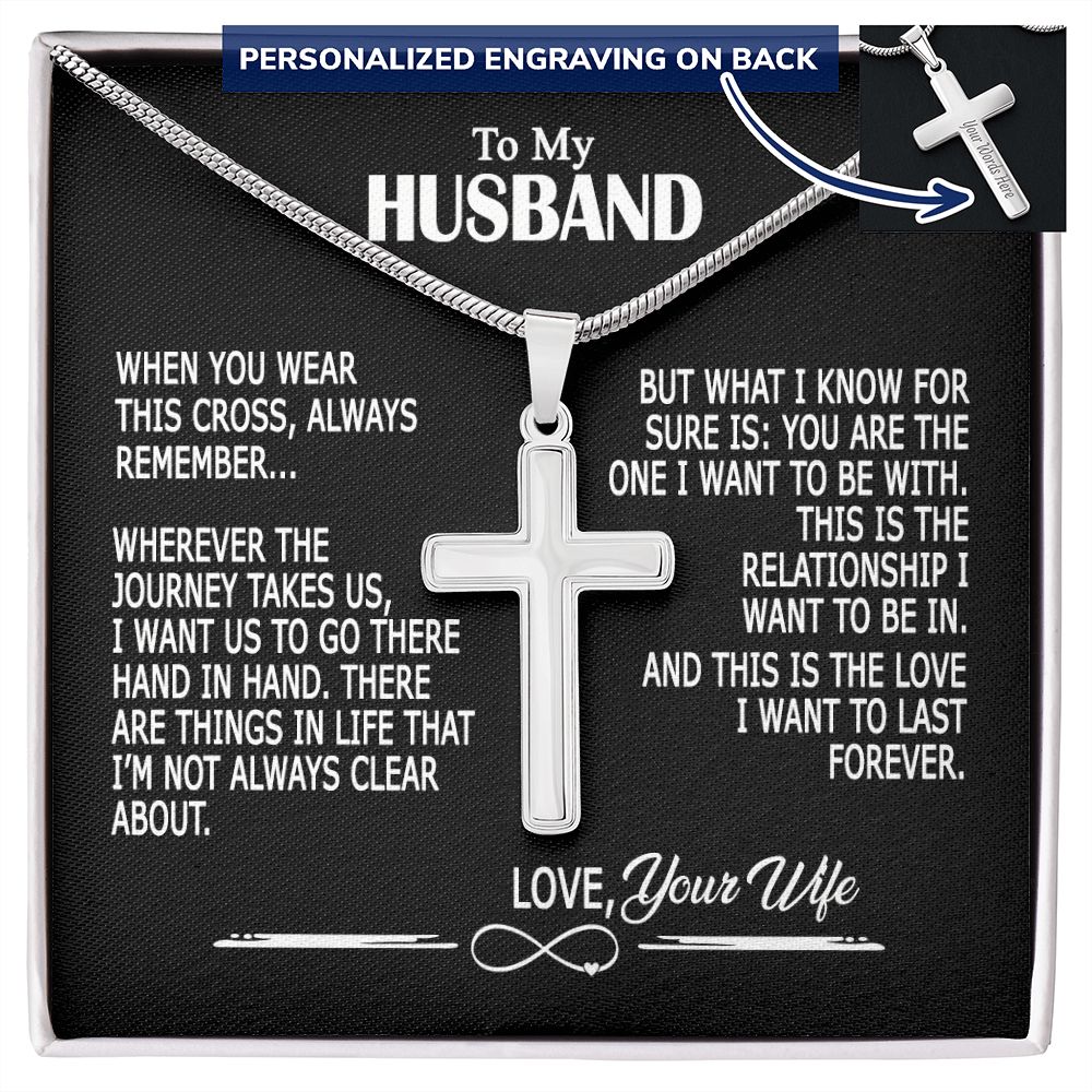 To My Husband Cross Necklace From Wife, Wife And Husband Necklace Pendant, Jewelry Gift For Men, Mans Gift Necklace For Him, Husband Gift Necklace, Wife To Husband Cross Pendant, Husband Gift Personalized Cross Necklace 2222