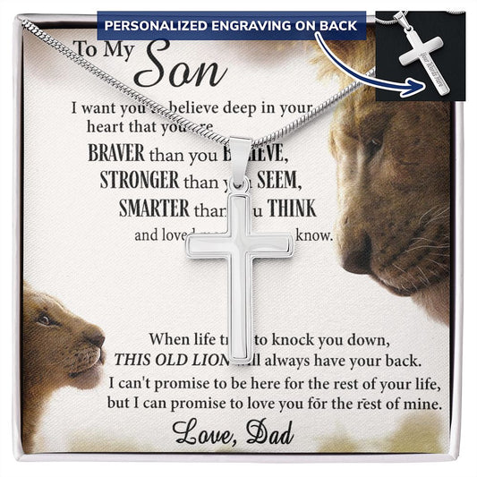Son Gift Cross Necklace From Dad, To My Son Cross Necklace Love Son Inspirational Gifts Necklace On Birthday Graduation Christmas Holiday Gifts For Son Cross Necklace for Son Gifts From Father Dad