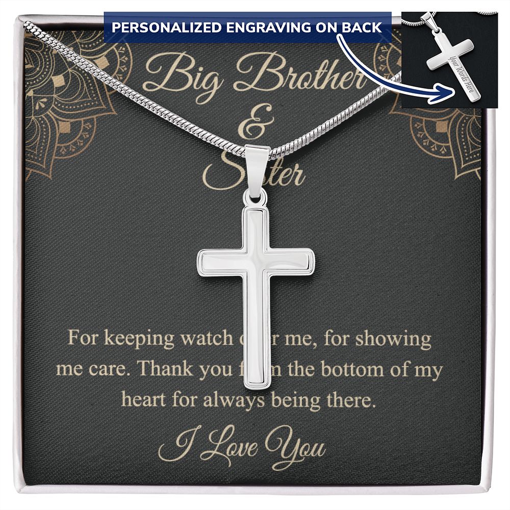 Brother And Sister Gift Cross Necklace, Pendant For Brother Cross Necklace Gift from Sister Jewelry For Men Stainless Artisan Crafted Cross Necklace, Jewelry Gift For Men, Man Pendant Gift For Him Personalized Cross Necklace 2222