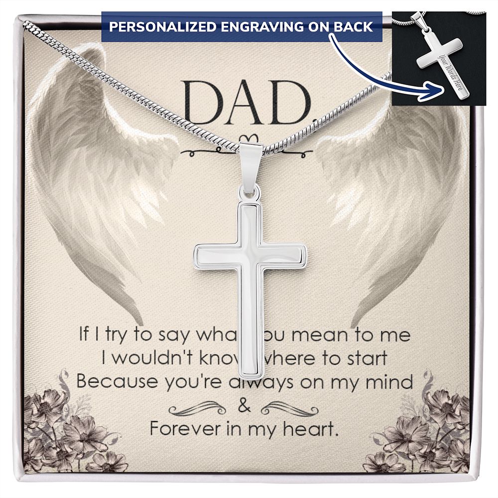 To My Dad Wings Necklace Pendant Gift From Daughter Or Son Necklace If I Try To Say Happy Father's Day, To Dad Father In Law Gifts On Birthday Anniversary