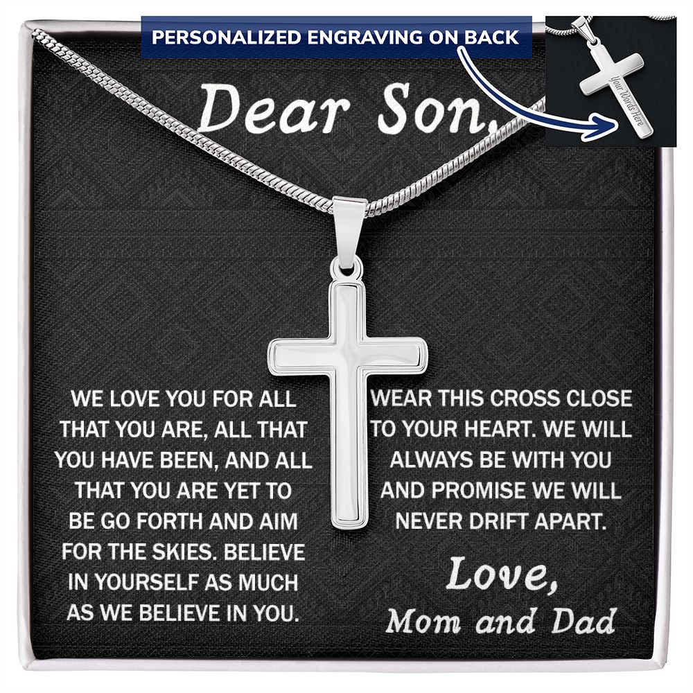 To My Son Necklace From Mom, Son Gifts From Mom and Dad, Mother and Son Necklace, Birthday Gift For My Son Graduation Christmas Faith Cross Necklace Present7 Personalized Cross Necklace